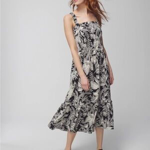 White House Black Market Monochrome Leaf Maxi Dress